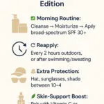 ChatGPT said: Here are concise, keyword-rich alt text descriptions for both the 7 Sunscreen Myths infographic and the Sun Protection Checklist — optimized for SEO and accessibility while matching your Longevity Decoder tone: 🧴 Alt Text: 7 Sunscreen Myths Infographic “Infographic illustrating seven common sunscreen myths and facts, showing how misconceptions like SPF 15 being enough or skipping sunscreen on cloudy days accelerate skin aging, with science-backed corrections for proper daily UV protection.” ☀️ Alt Text: Sun Protection Checklist “Printable daily sun protection checklist infographic showing steps for an anti-aging skincare routine, including applying SPF 30+, reapplying every 2 hours, wearing hats and sunglasses, and pairing sunscreen with antioxidants for maximum UV defense.